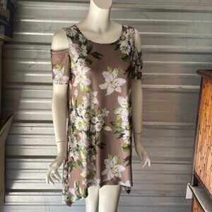 GRAY FLORAL OFF SHOULDER DRESS